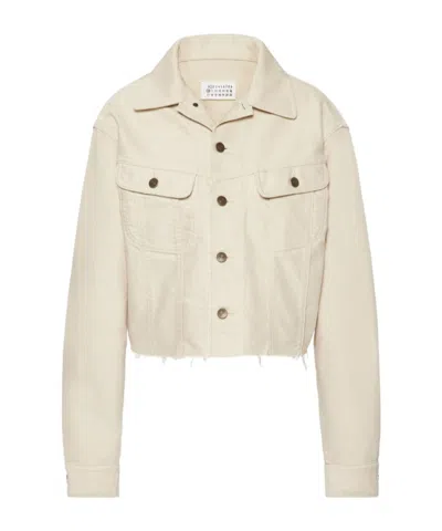 Maison Margiela Cropped Denim Jacket In Neutral