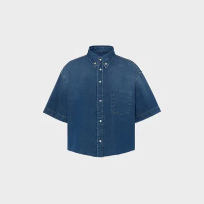 Maison Margiela Cropped Denim Shirt In Blue