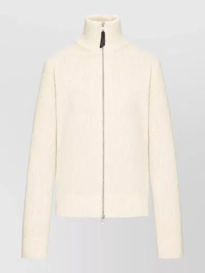 Maison Margiela Cropped High Neck Long Sleeve Cardigan In Neutral