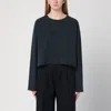 Maison Margiela Cropped Washed Black Sweatshirt With Logo In Grey