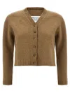 Maison Margiela Cropped Wool Cardigan In Beige