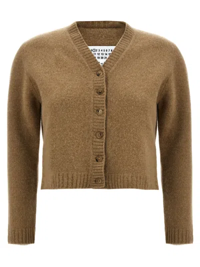 Maison Margiela Cropped Wool Cardigan In Beige