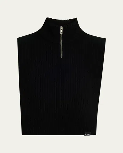 Maison Margiela Cropped Wool-blend Sweater Vest In Black