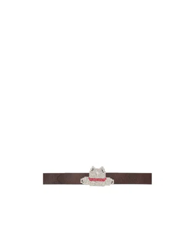 Maison Margiela Crystal Cutting Belt In Brown