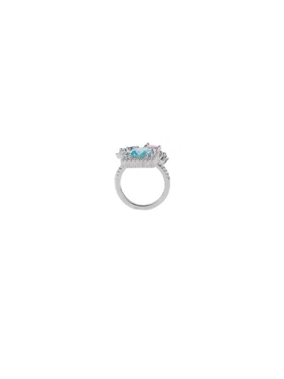 Maison Margiela Crystal Ring In Silver