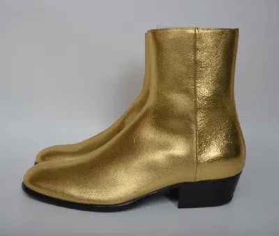 Pre-owned Maison Margiela Cuban Heel Shoes Tuxedo Boots In Gold