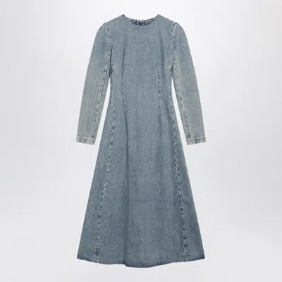 Maison Margiela Cup-shoulder Denim Midi Dress In Ice Blue