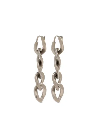 Maison Margiela Curb-chain Drop Earrings In Silver