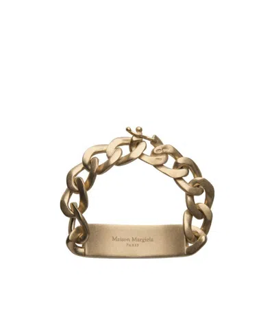 Maison Margiela Curb-chain Sterling-silver Bracelet In Yellow