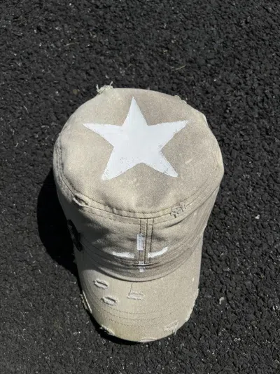 Pre-owned Maison Margiela Custom Distressed Camo Star War Cadet Hat In Grey