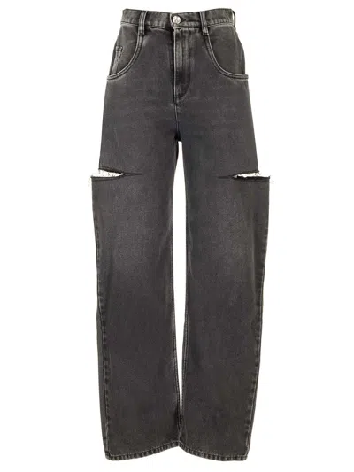 Maison Margiela Black Five-pocket Style Jeans With Rips In Cotton Denim Woman
