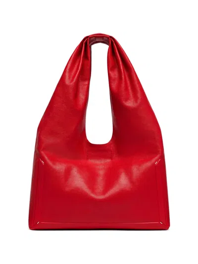 Maison Margiela Box Leather Shoulder Bag In Red