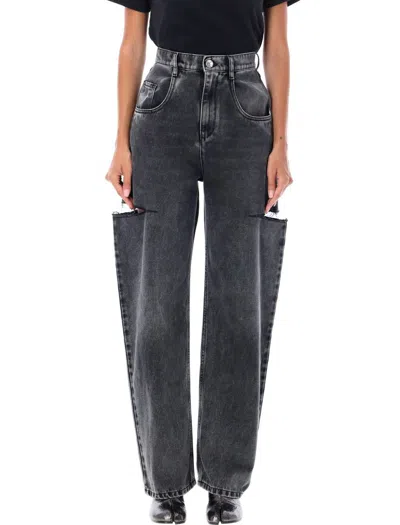 Maison Margiela Cut-out Denim In Black Washed