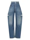Maison Margiela High-waisted Blue Denim Jeans With Cut-out Details In Blue