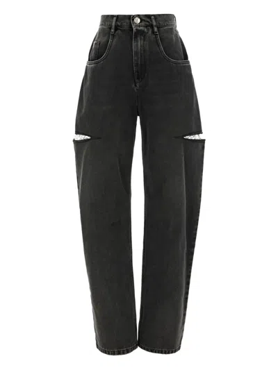 Maison Margiela Black Five-pocket Style Jeans With Rips In Cotton Denim Woman