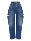 Maison Margiela High-waisted Blue Denim Jeans With Cut-out Details In Blue