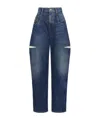 Maison Margiela High-waisted Blue Denim Jeans With Cut-out Details In Blue