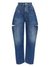 Maison Margiela High-waisted Blue Denim Jeans With Cut-out Details In Blue