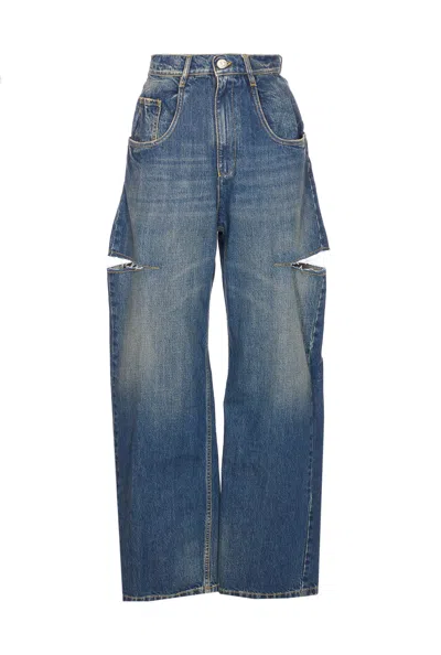 Maison Margiela Cutout High-rise Wide-leg Jeans In Blue