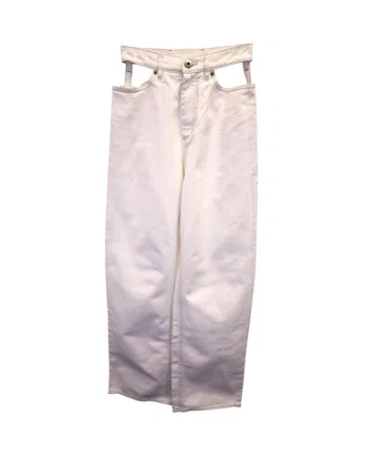 Maison Margiela Cut Out Pocket Jeans In White Cotton