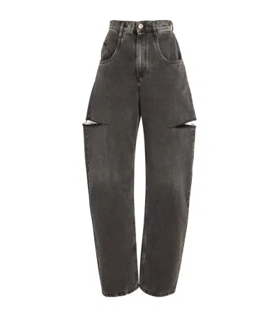 Maison Margiela Black Five-pocket Style Jeans With Rips In Cotton Denim