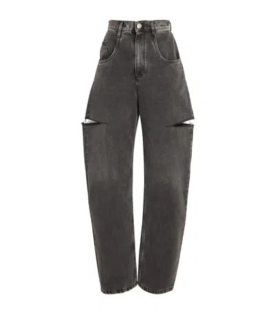 Maison Margiela Black Five-pocket Style Jeans With Rips In Cotton Denim