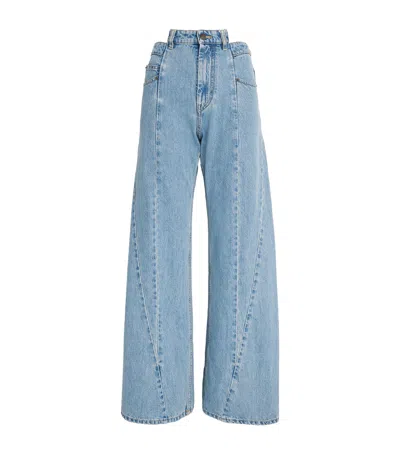 Maison Margiela Cut-out-waist Straight Jeans In Blue