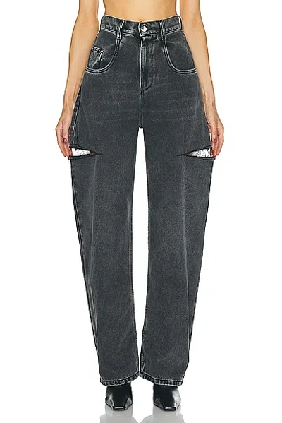 Maison Margiela Cutout High-rise Wide-leg Jeans In Grey