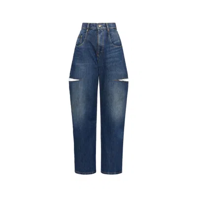 Maison Margiela Cut-out Jeans Woman Washed Indigo In Blue
