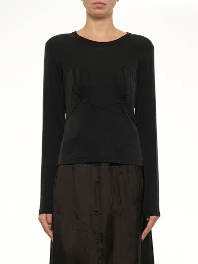 Maison Margiela Cut-out Long Sleeve T-shirt In Black