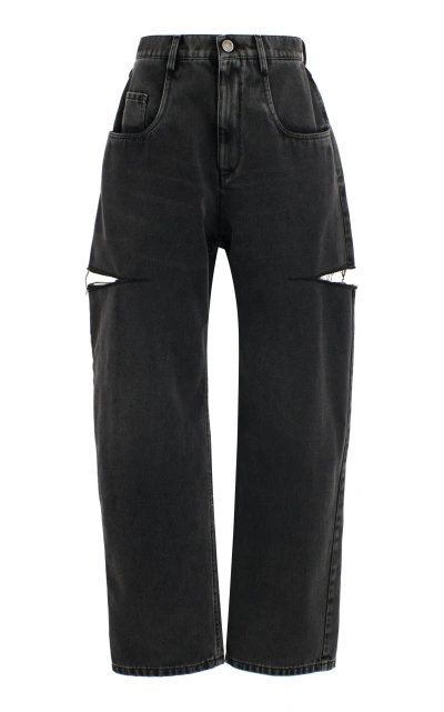 Maison Margiela Cutout Rigid High-rise Wide-leg Jeans In Black