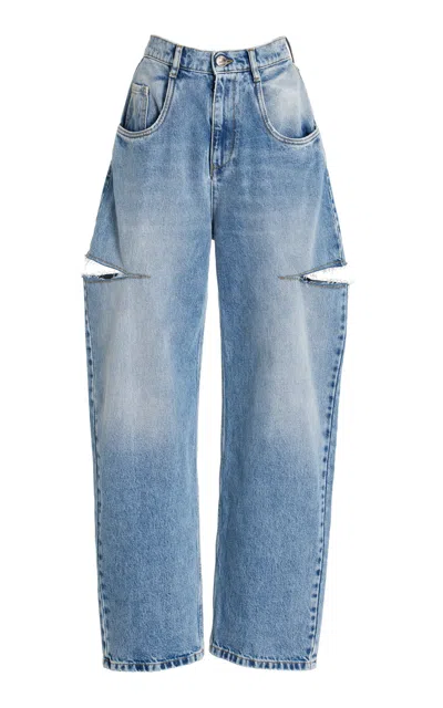 Maison Margiela High-rise Jeans With Side Rips In Blue