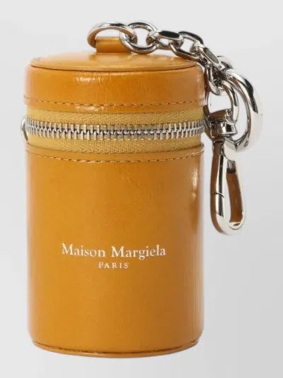 Maison Margiela Cylindrical Leather Keyring And Keychain In Yellow