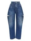 Maison Margiela High-waisted Blue Denim Jeans With Cut-out Details In Blue