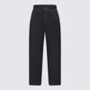 Maison Margiela Dark Blue Cotton Pants In Black
