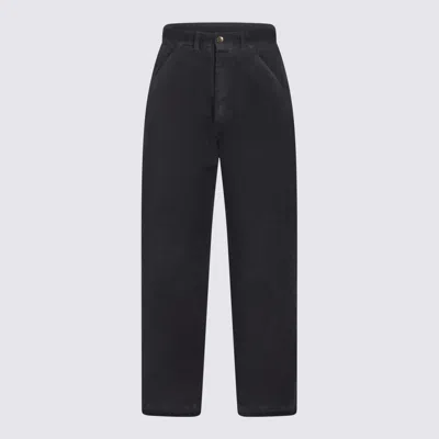 Maison Margiela Dark Blue Cotton Pants In Black