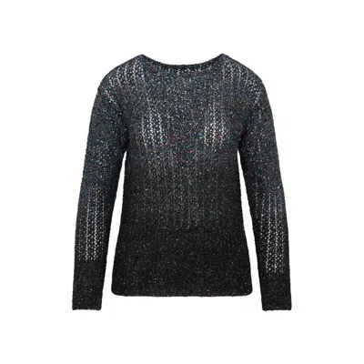 Maison Margiela Crewneck Sweater Sequins Embellishment In Blue