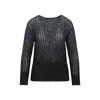 Maison Margiela Dark Blue Battered Sequin Knit Top In Black