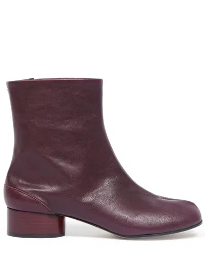 Maison Margiela Tabi 30mm Ankle Boots In Dark Red