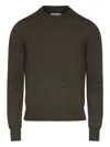 Maison Margiela Brown Crew Neck Sweater With Elbow Patches And Fitted Waist In Gray