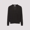 Maison Margiela Brown Wool Cardigan With Suede Elbow Patches In Gray