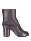 Maison Margiela Dark Burgundy Leather Tabi Ankle Boots In Animal Print