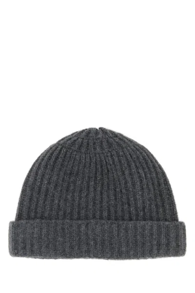 Maison Margiela Dark Grey Wool Beanie Hat In Gray