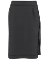 Maison Margiela Dark Grey Wool Blend Mini Skirt With Back Slit And Button Fastening In Black