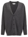 Maison Margiela Wool Cardigan With Four-stitched Logo In Grey