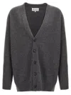 Maison Margiela Wool Cardigan With Four-stitched Logo In Grey