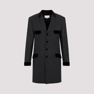 MAISON MARGIELA DARK GREY WOOL LONG JACKET