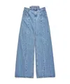 Maison Margiela High-waisted Cut-out Jeans With Wide Leg Silhouette In Blue