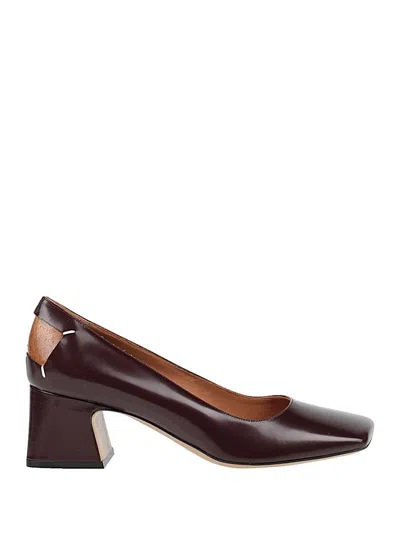 Maison Margiela Woman Pumps Burgundy Size 11 Soft Leather In Brown