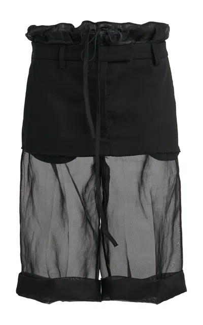 Maison Margiela Deconstructed Cotton-silk Shorts In Black